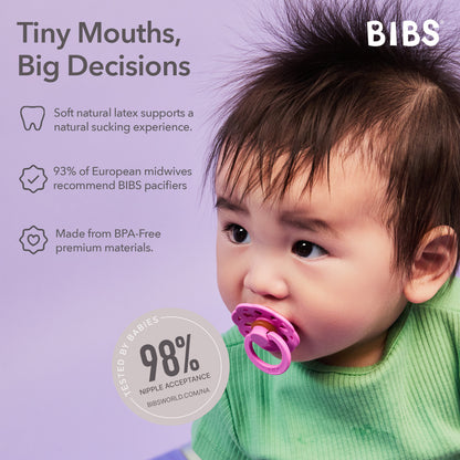 Bibs Pacifier Boheme Latex Size 1 (Bubblegum Peri) - Pack of 2