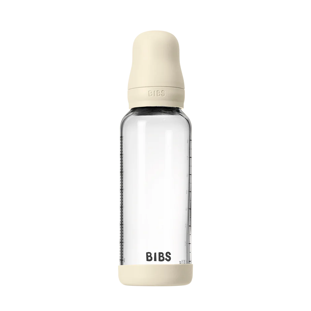 Bibs Glass Bottle Round Latex Medium Flow (240ml)
