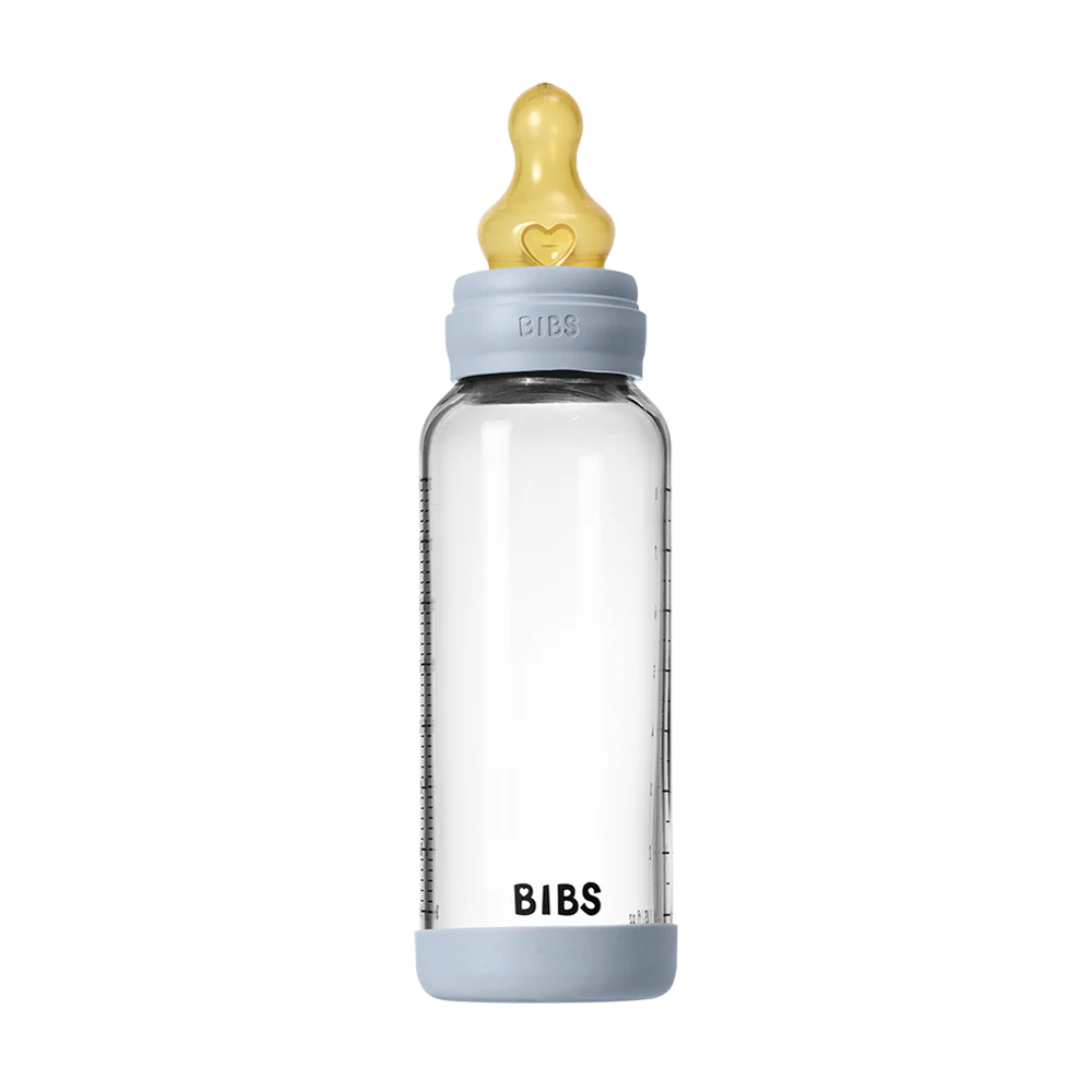 Bibs Glass Bottle Round Latex Medium Flow (240ml)