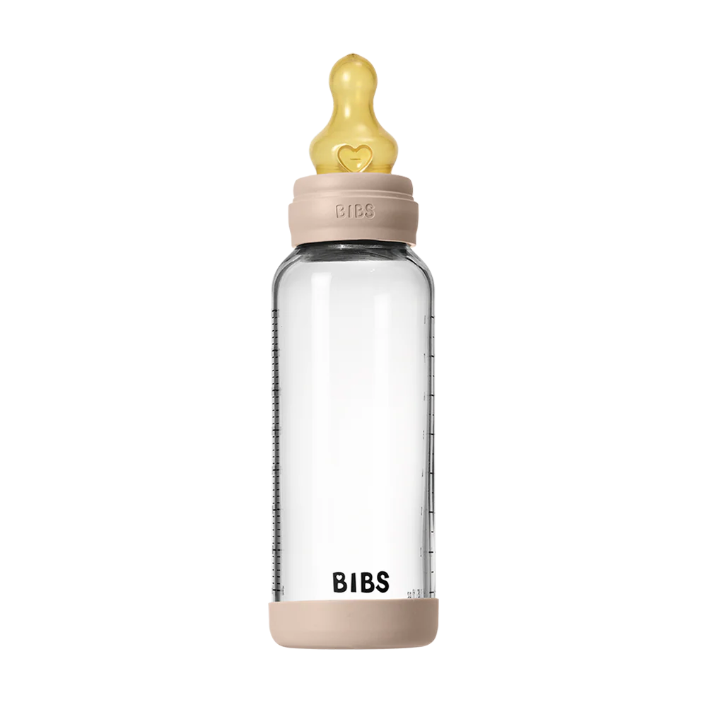 Bibs Glass Bottle Round Latex Medium Flow (240ml)