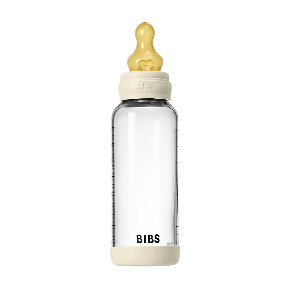 Bibs Glass Bottle Round Latex Medium Flow (240ml)
