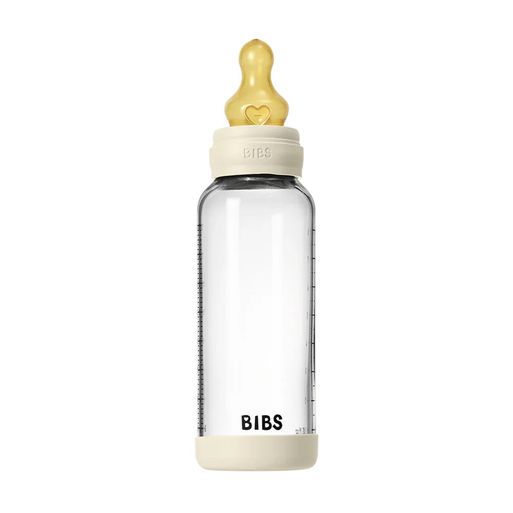 Bibs Glass Bottle Round Latex Medium Flow (240ml)