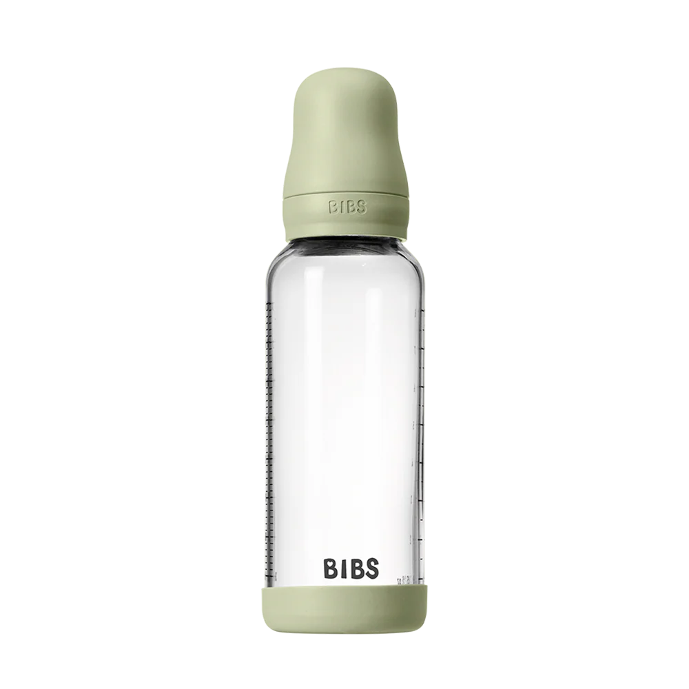 Bibs Glass Bottle Round Latex Medium Flow (240ml)