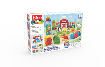 BILDO - Mini Ranch Farm 2-In-1 Blocks & Dough Set - 28 Pieces