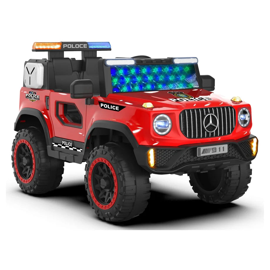 Orbic Kids - G700 Police Edition 12V 4x4 Electric Ride-On Jeep with Leather Seat - Red