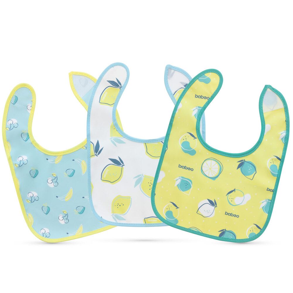 Baboo Double Layer Waterproof Bib Set (0m+ | Lagoon Fiesta) - Pack of 3