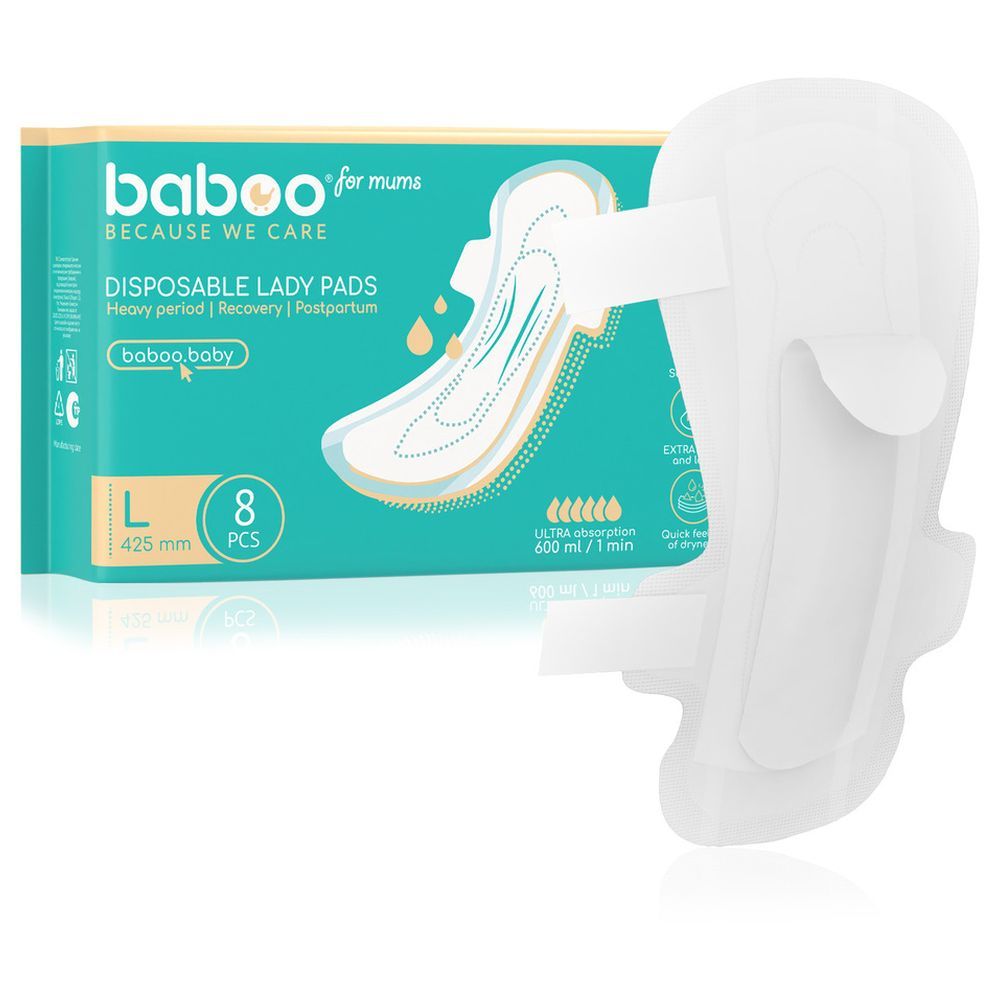 Baboo Postpartum Disposable Maternity Pads (Large) - Pack of 8