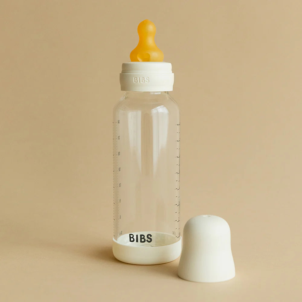 Bibs Glass Bottle Round Latex Medium Flow (240ml)