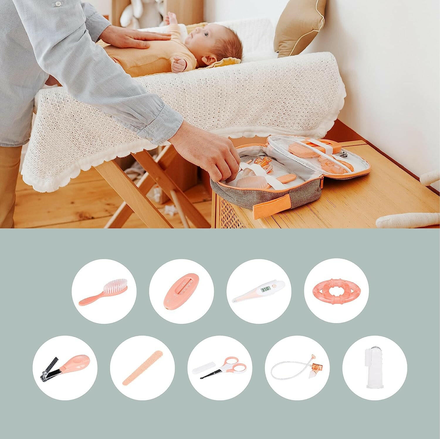Babymoov- Baby nail kit for newborn - Grey/Peach.