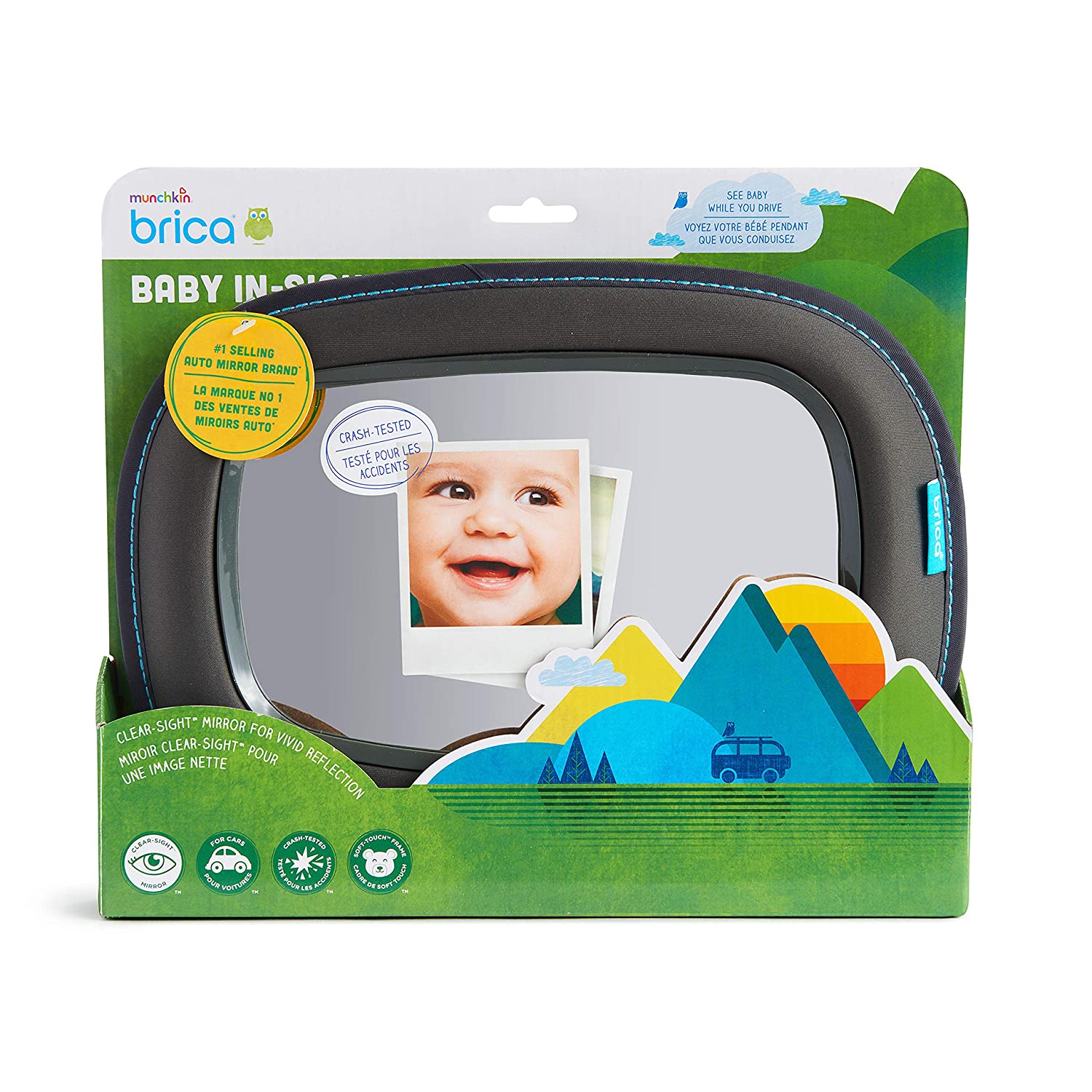 Munchkin Baby In-Sight Car Mirror, Crash Tested and Shatter Resistant, Gray.
