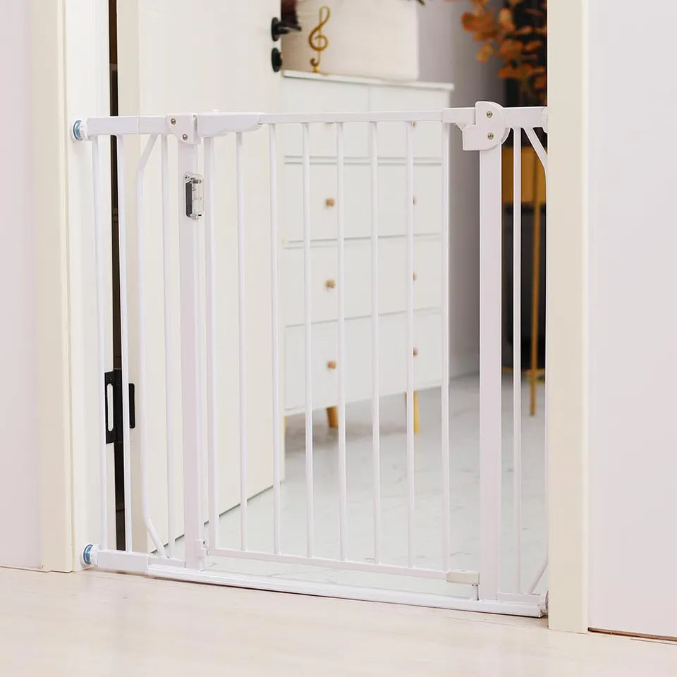 Baby Safe - Metal Safety LED Gate with 30-45 cm Extension - White