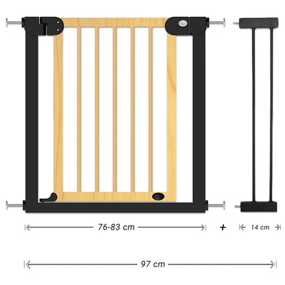 Baby Safe - Wooden Safety Gate with 14 cm Extension - Natural Wood