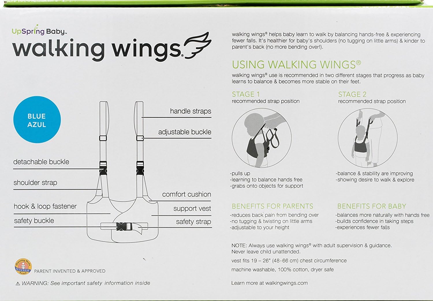 Upspring Baby Walking Wings Learning to Walk Assistant (Grey).