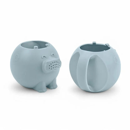 Badabulle - Silicone Hippopotamus Watering Can & Bath Toy - Blue