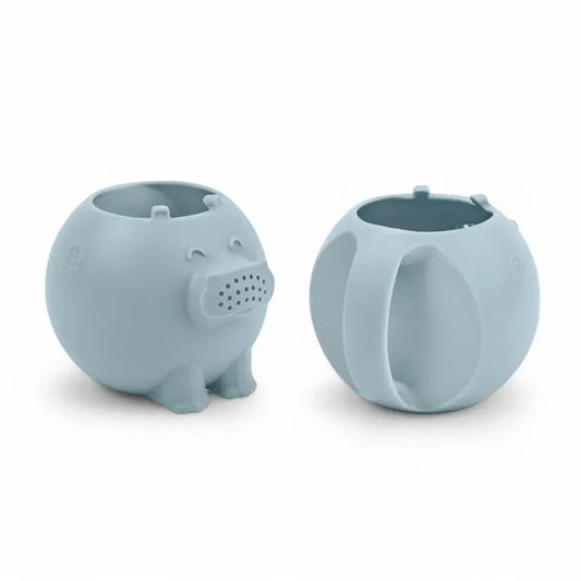Badabulle - Silicone Hippopotamus Watering Can & Bath Toy - Blue