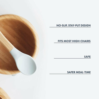 Bamboo Baby Suction Bowl and Spoon by Avanchy - Green.