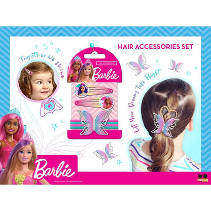 Barbie - Girls Hair Bow & Clips Set - 6 Pieces