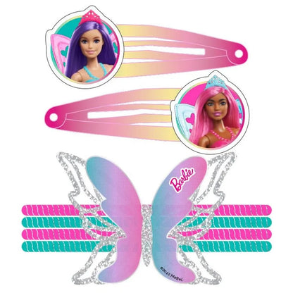 Barbie - Girls Hair Bow & Clips Set - 6 Pieces