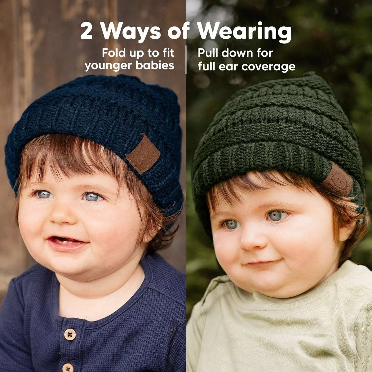 KeaBabies Warmzy Baby Beanies – 3-Pack (cloud)
