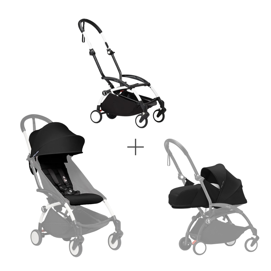 Stokke YOYO3 Frame White + Newborn Pack& 6+ Color Pack Bundle