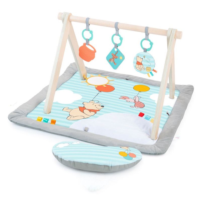 Bright Starts Disney Winnie The Pooh Once Upon A Tummy Time Baby Play Mat With Wooden Toy Bar