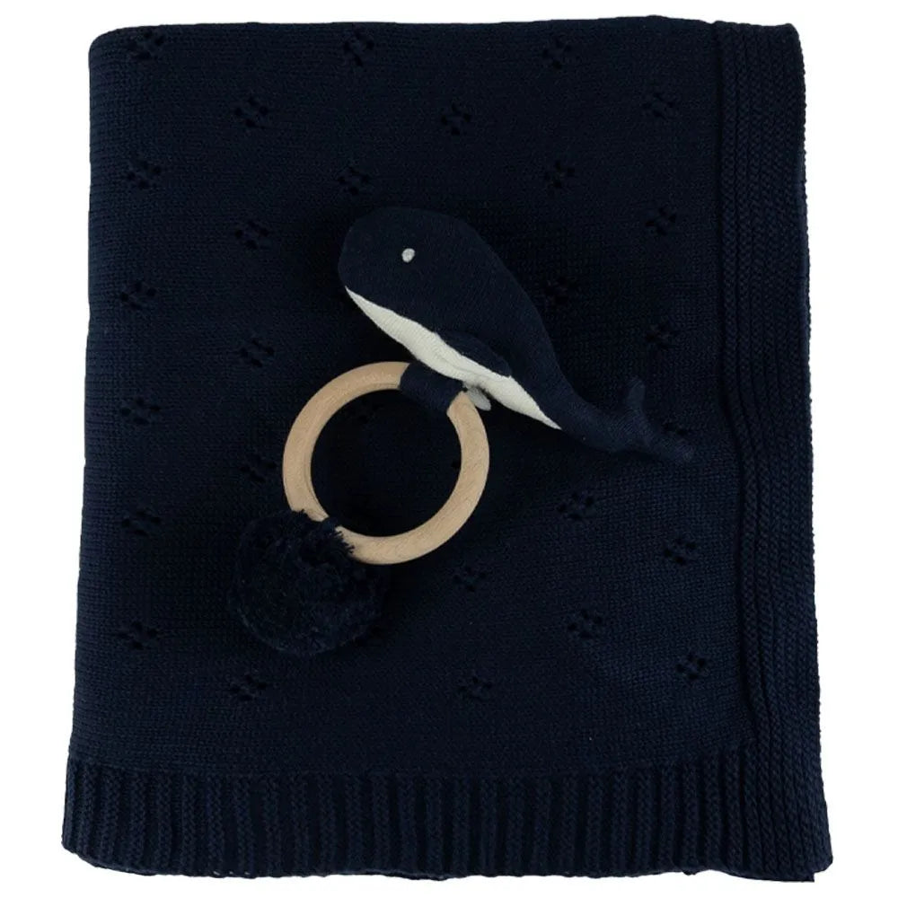 Bumble & Bird Knitted Blanket With Rattle