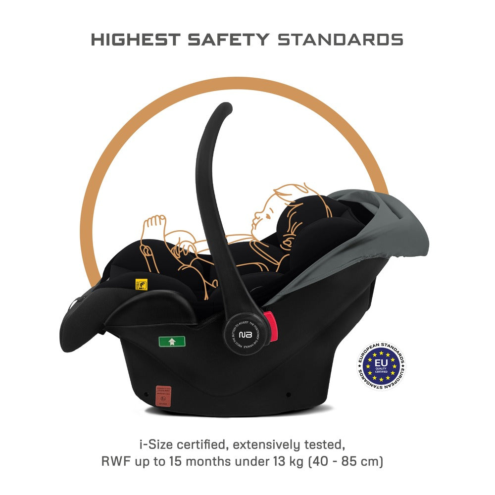 Neobreez I-Sacro Size Lightweight Baby Car Seat Carrier (Grey/Black)