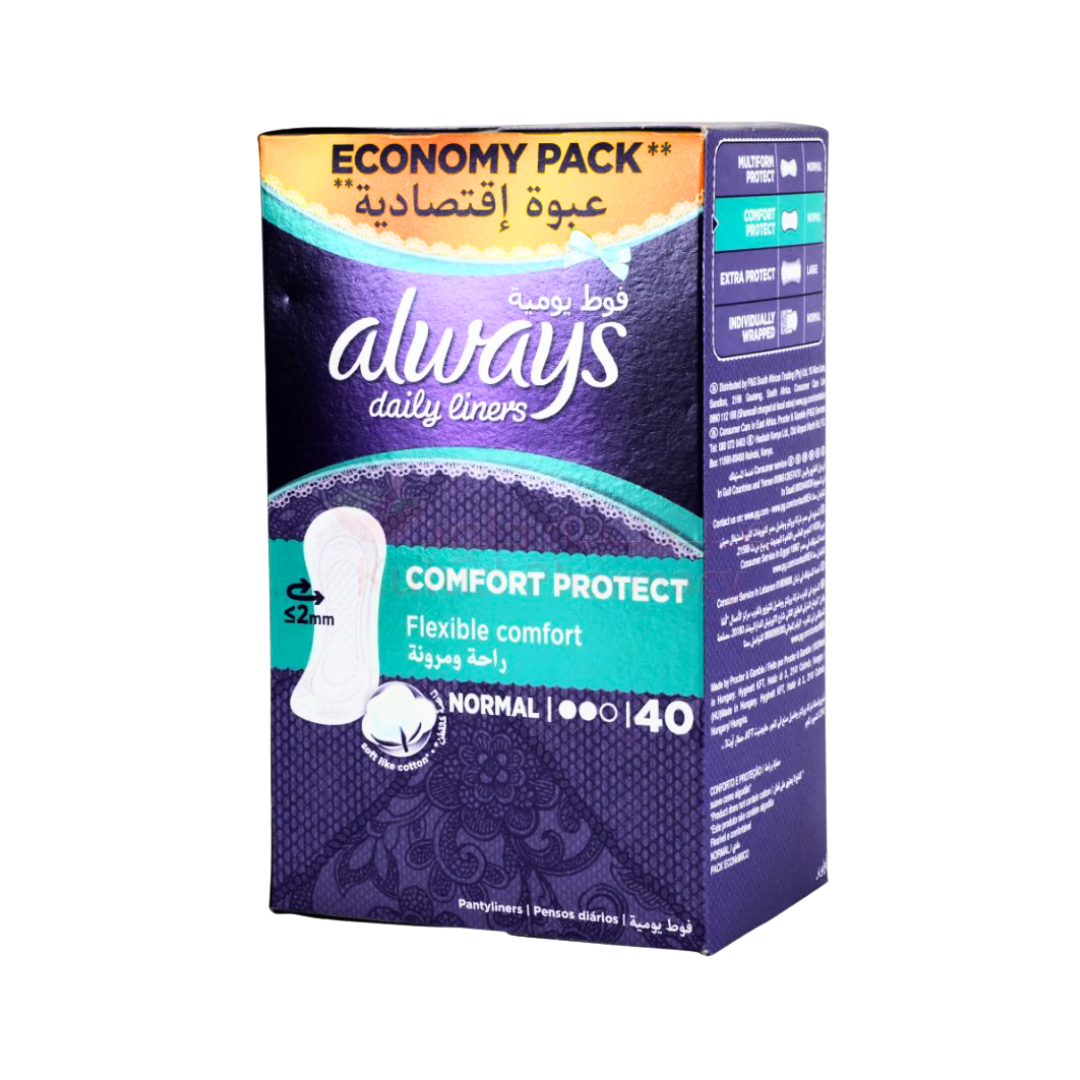Always Daily Liners Comfort Protect Unscented (40 Pcs)