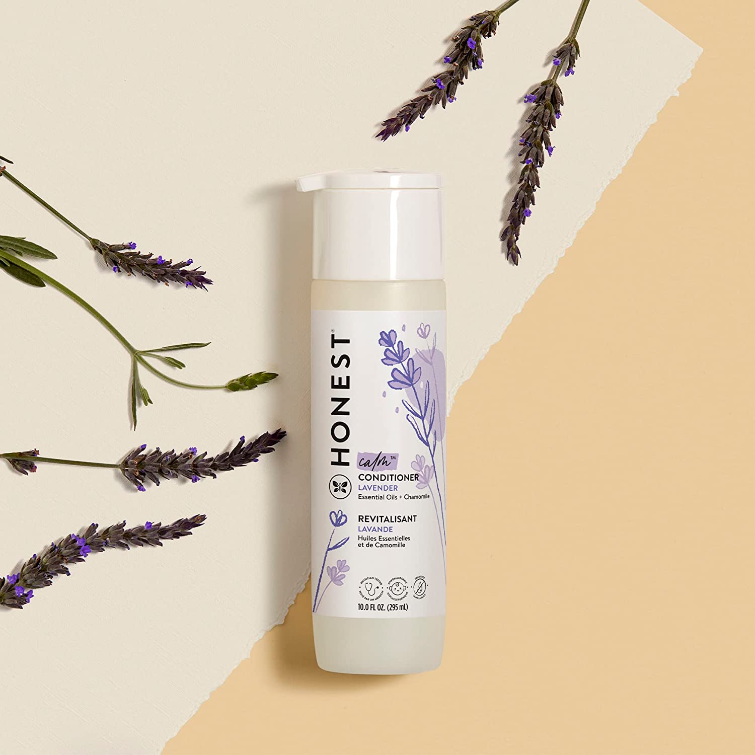 The Honest Company Silicone-Free Conditioner, Gentle for Baby Naturally Derived, Tear-free, Hypoallergenic Lavender Calm 295 ml.