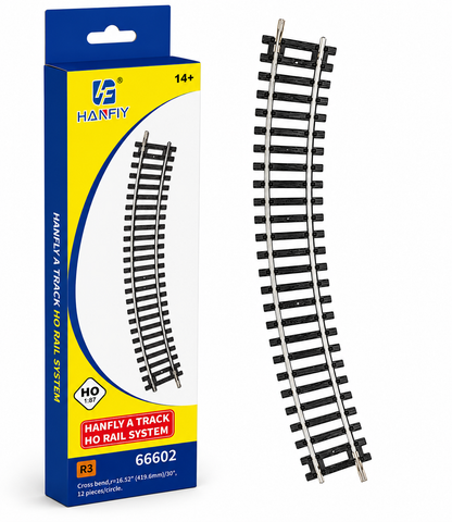 HANFLY - HO Scale R3 Curved Railway Track 30° - 4 Pieces