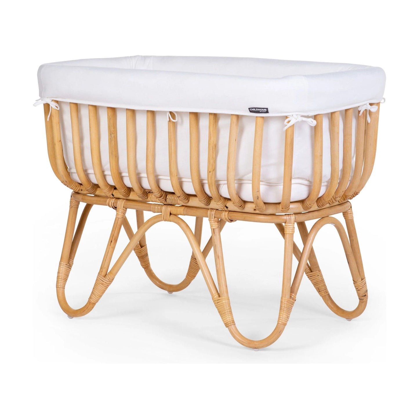 Childhome Rattan Cradle + Mattress + Cover Off (White Brown, 80x40)