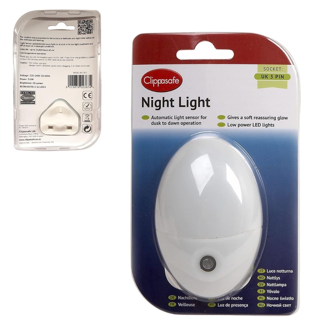 Clippasafe  Night Light With Light Sensor (White)