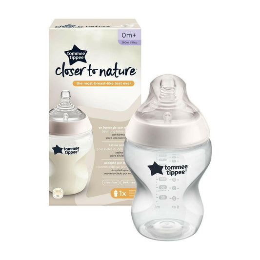 Tommee Tippee Closer to Nature Feeding Bottle 260ml Clear.