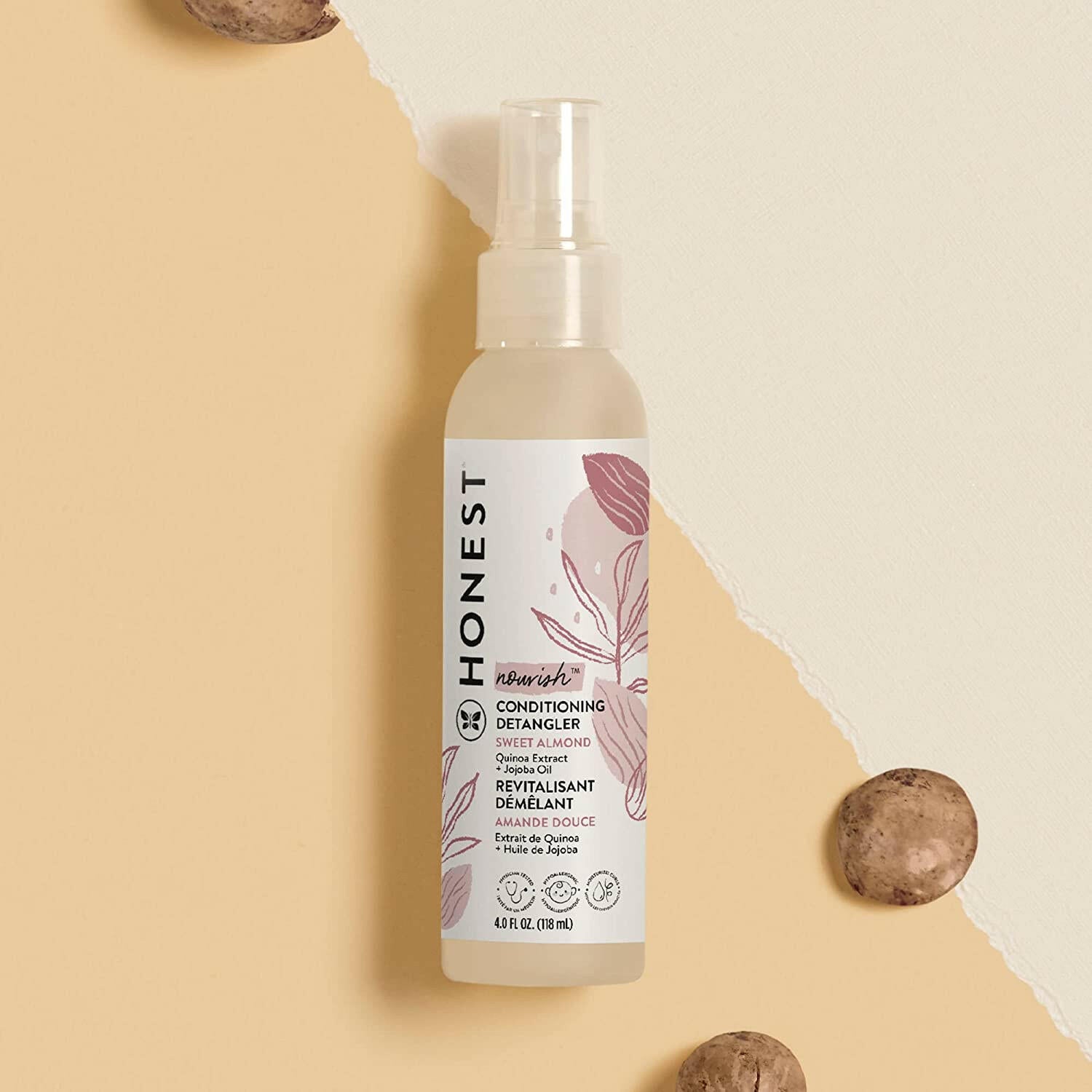 The Honest Company Conditioning Hair Detangler Leave-in Conditioner + Fortifying Spray Tear-free, Cruelty-Free, Hypoallergenic Almond Nourishing 118 ml.