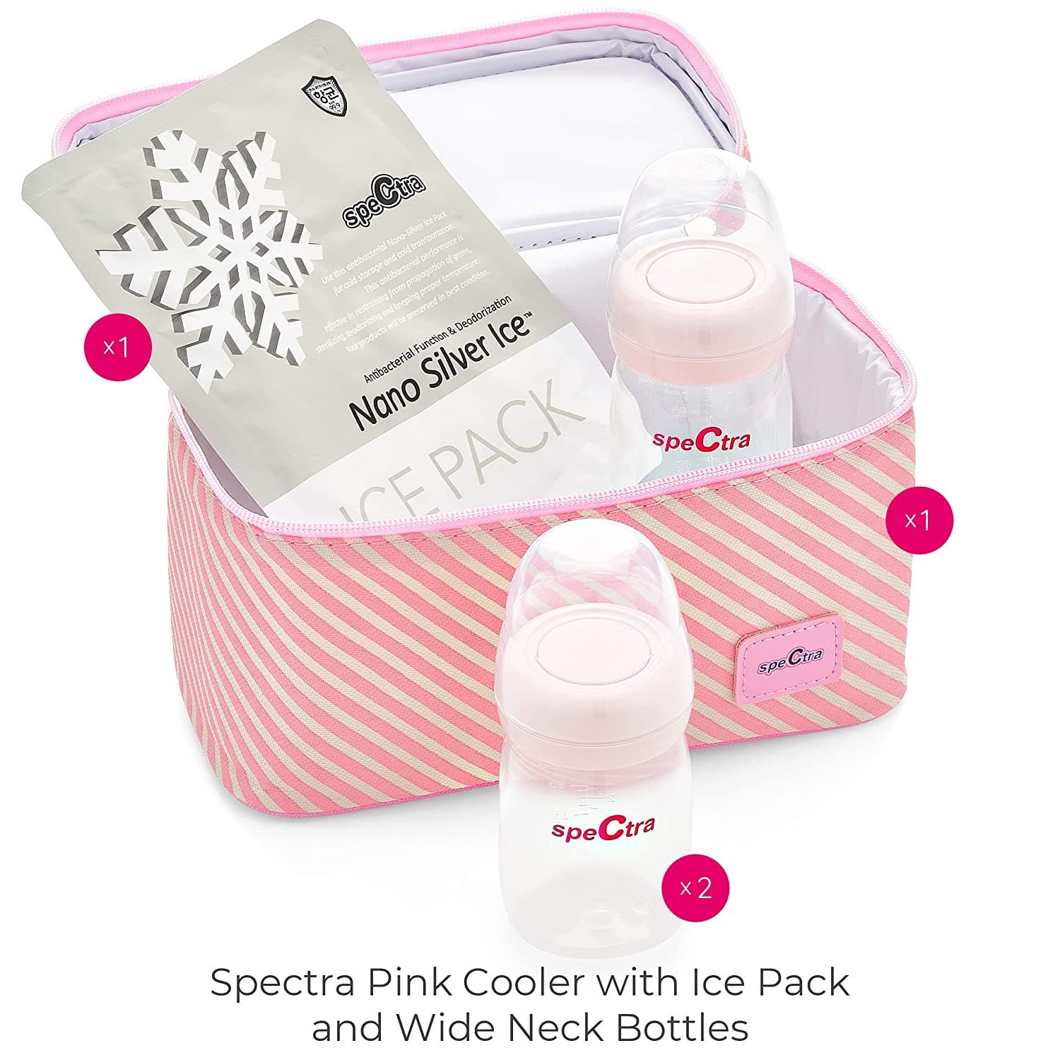 Spectra Cooler Kit with 2 Bottles and Ice Pack.