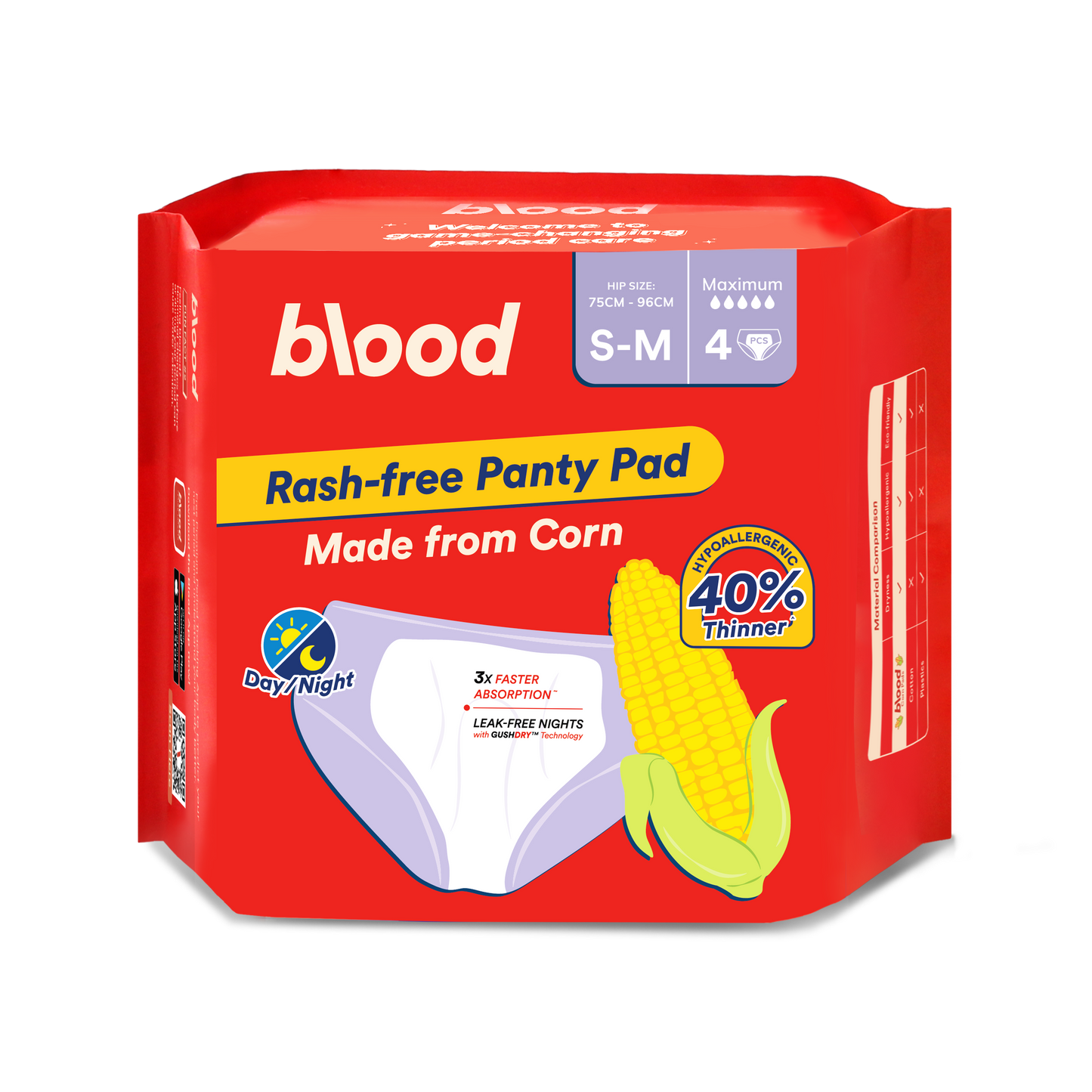Blood Overnight Panty Pad, 50cm, S-M, 4pcs