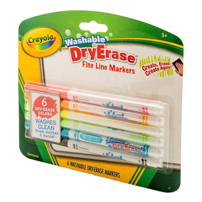 Crayola Dry Erase Fine Line Washable Markers – 6 Pcs