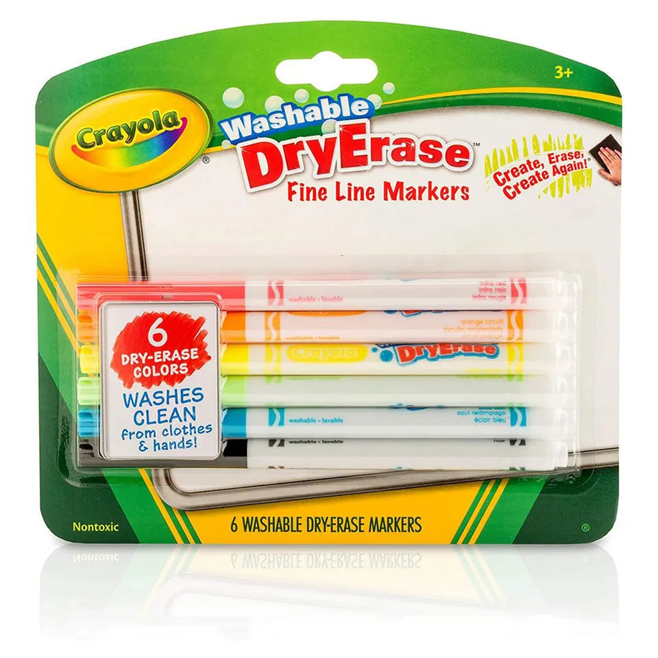 Crayola Dry Erase Fine Line Washable Markers – 6 Pcs