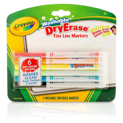 Crayola Dry Erase Fine Line Washable Markers – 6 Pcs