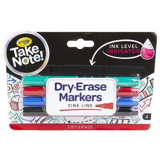 Crayola Low Odor Dry Erase Markers Fine Tip – 4 Pcs