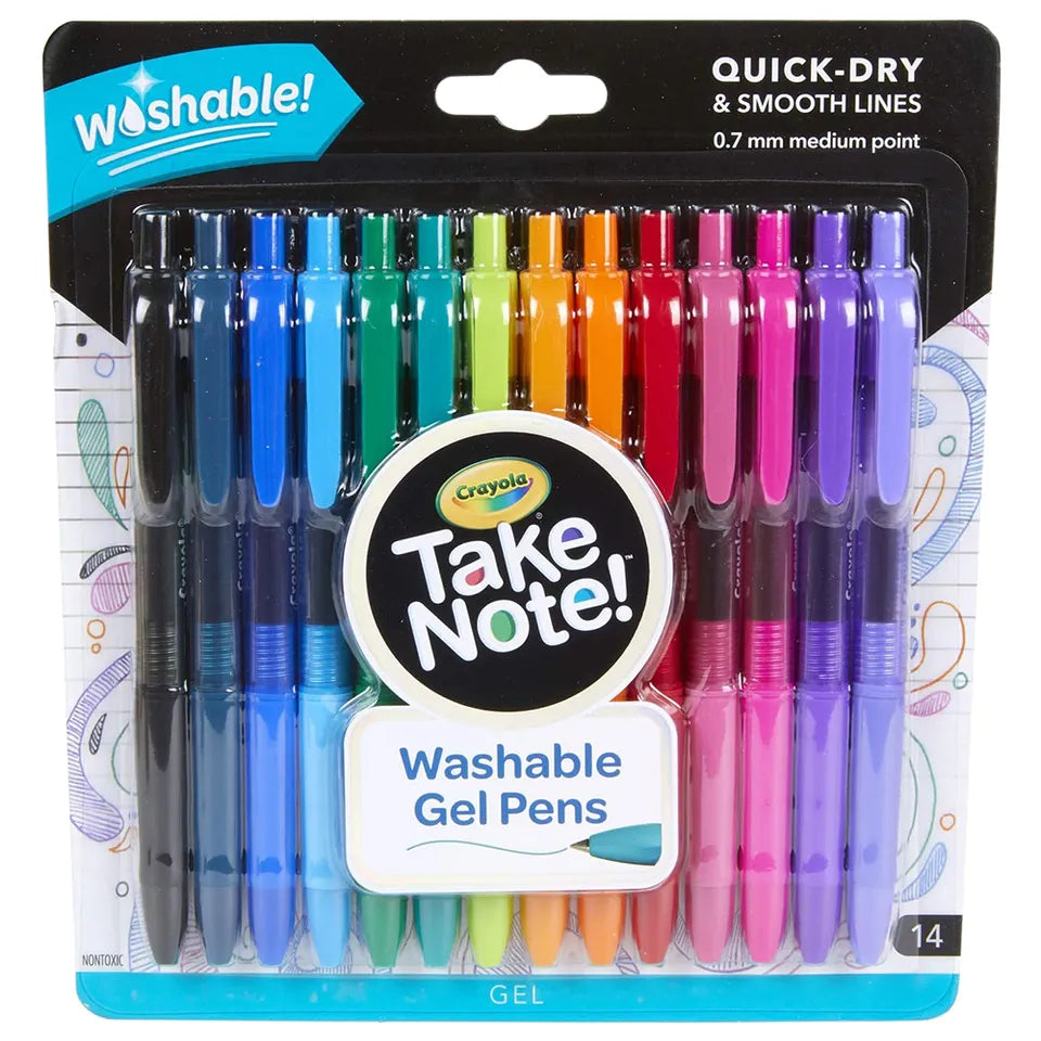 Crayola Take Note! Washable Gel Pens – 14 Pcs