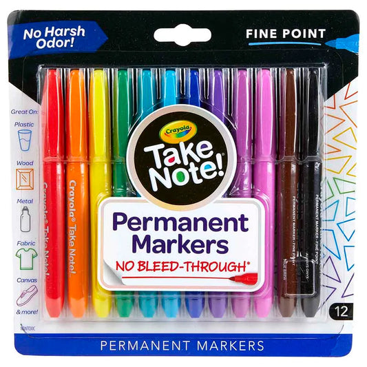 Crayola Water Based Permanent Markers – 12 Pcs