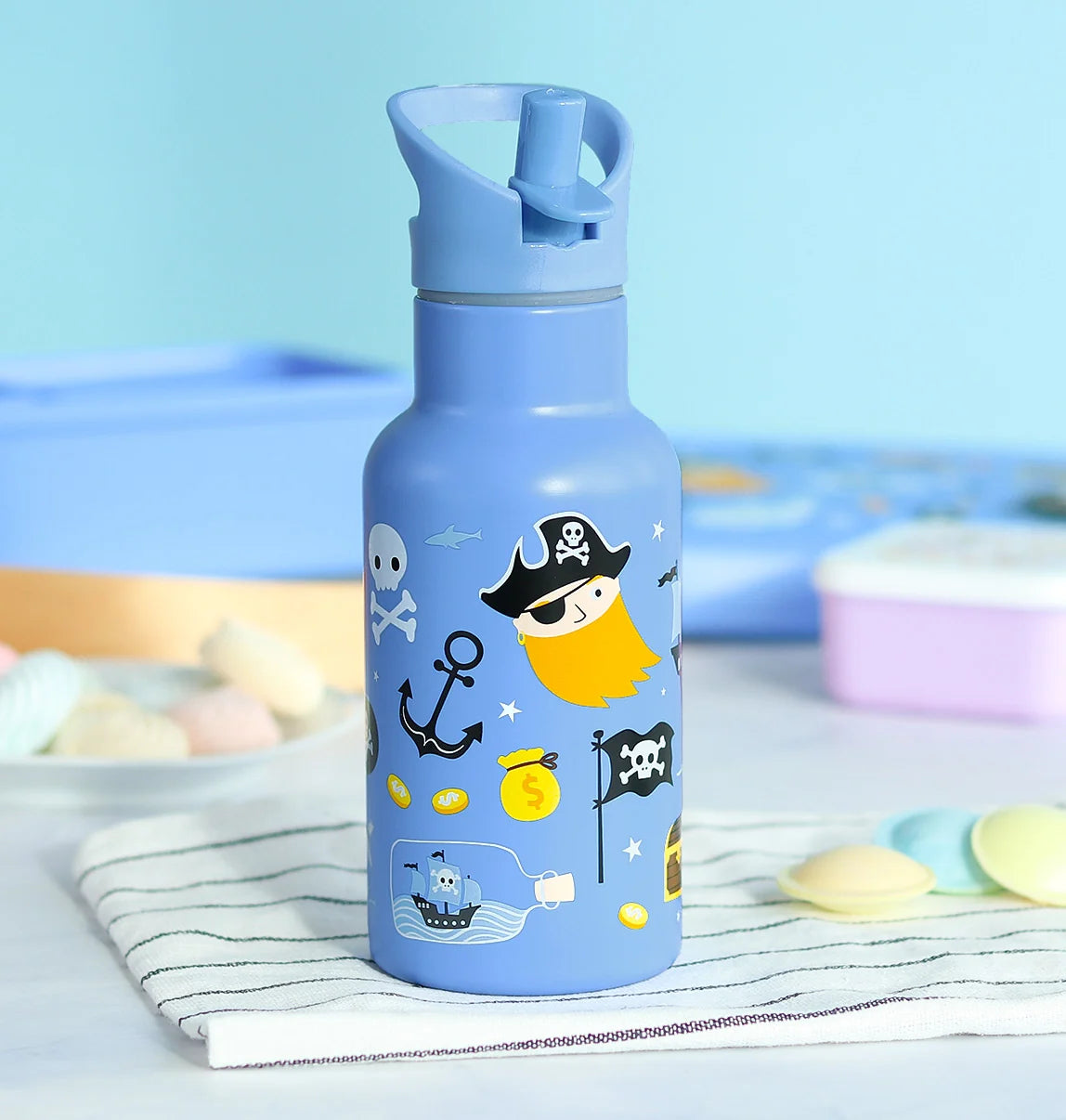 A Little Lovely Company Double Wall Insulated Water Bottle (350ml, Pirates)