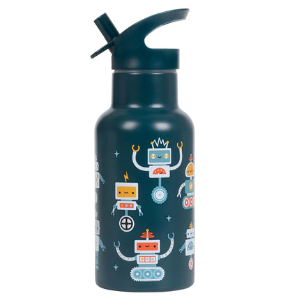 A Little Lovely Company Double Wall Insulated Water Bottle (350ml, Robots)