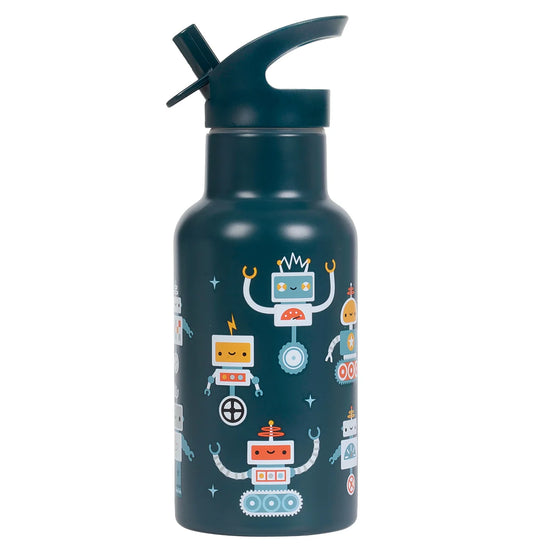 A Little Lovely Company Double Wall Insulated Water Bottle (350ml, Robots)