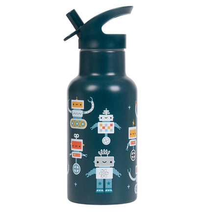 A Little Lovely Company Double Wall Insulated Water Bottle (350ml, Robots)