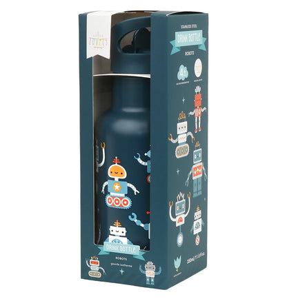 A Little Lovely Company Double Wall Insulated Water Bottle (350ml, Robots)