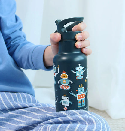 A Little Lovely Company Double Wall Insulated Water Bottle (350ml, Robots)