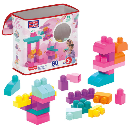 MEGA BLOKS First Builders Big Building Bag Pink – 80 Pieces