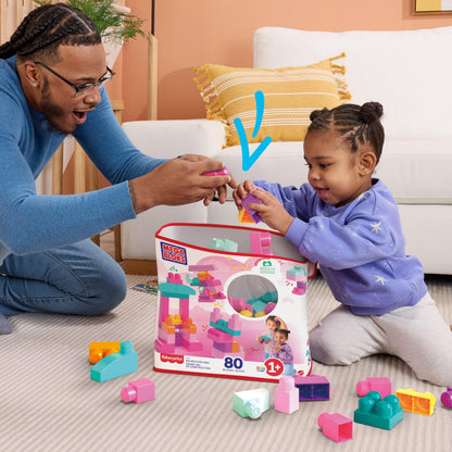 MEGA BLOKS First Builders Big Building Bag Pink – 80 Pieces
